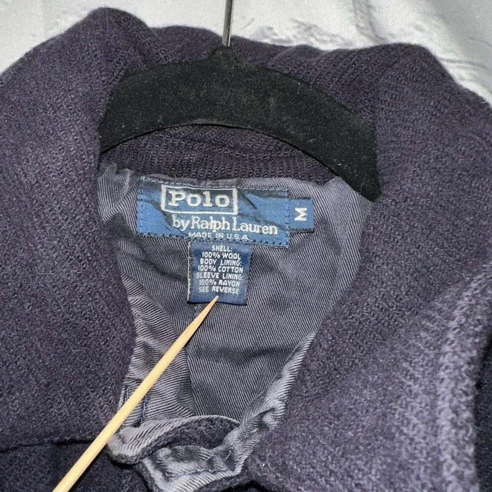 Polo Ralph Lauren Jacket Adult Medium Blue Mens Wool Pockets Casual - Picture 4 of 16